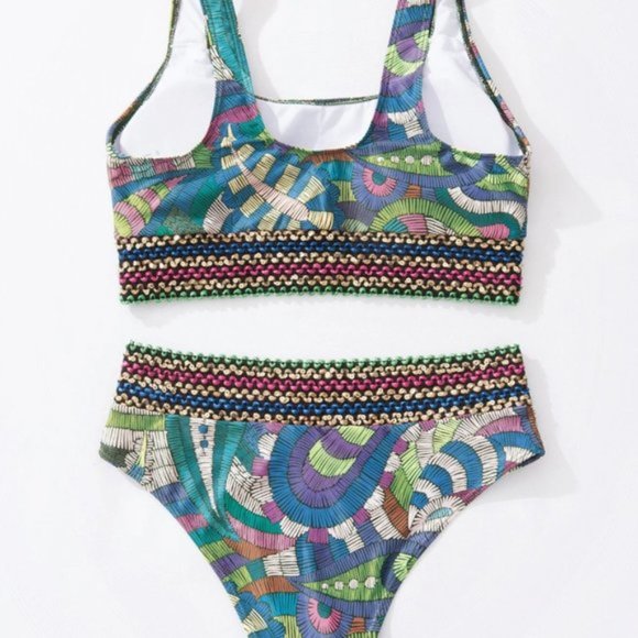 Multi Colour Trim High Waisted Bikini - Picture 6 of 6
